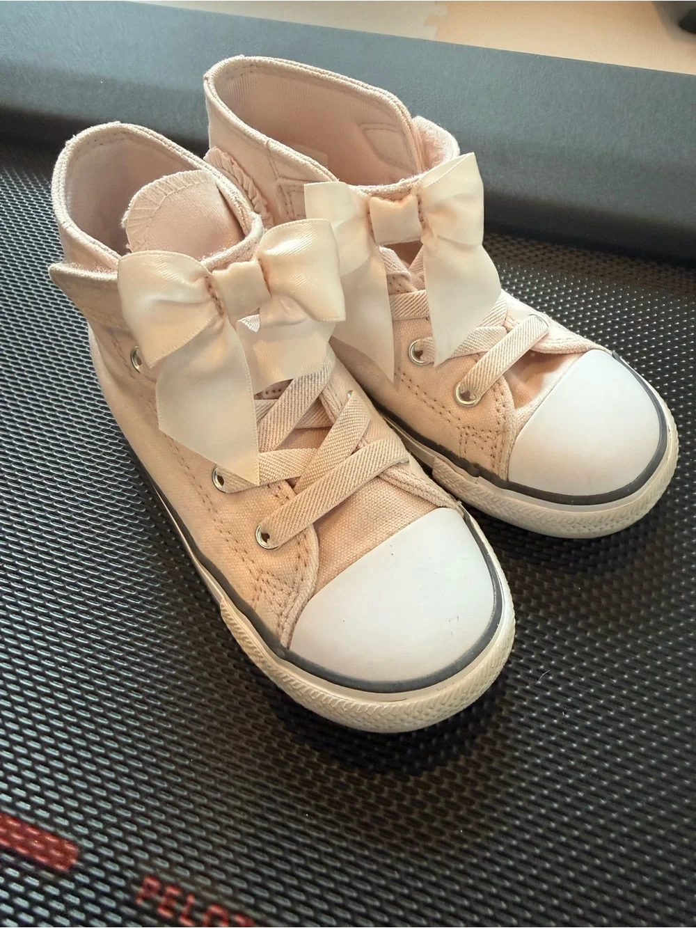 Converse Girls Light Pink High-Top Canvas Sneakers with Satin Bows